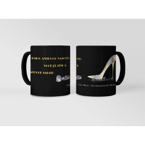 Caneca ECF Dia da Mulher - Pares de Sapato Porcelana Preta 325ml