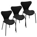 Ver imagem 1 de Kit 3 Cadeiras Jacobsen Polipropileno Sala Jantar Base Preta - Preto