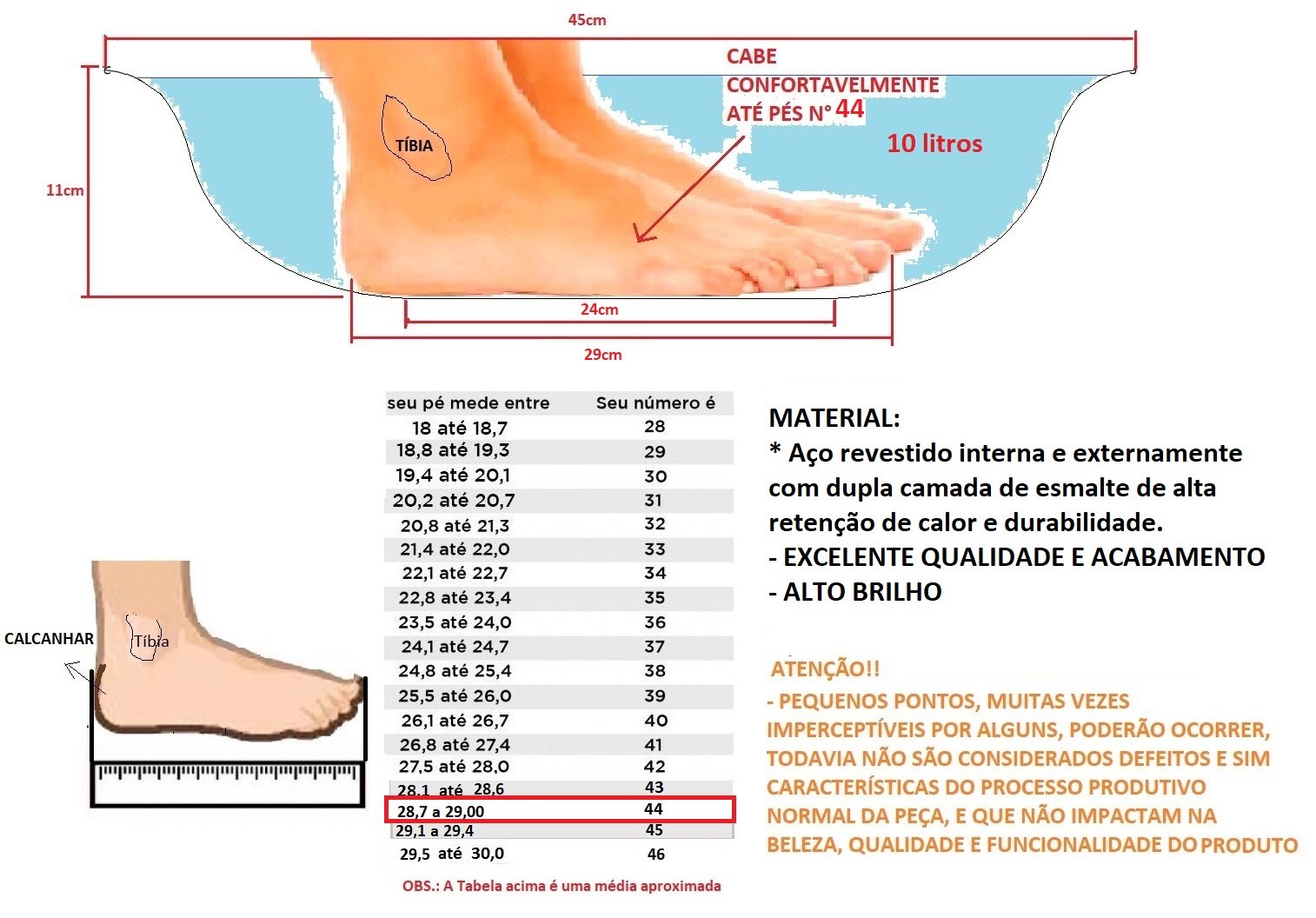 Bacia Agata Esmaltada Nacional Ewel Atóxica Pedicure Escalda Pés 10 Litros N45 - 2