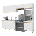 Ver imagem 1 de Armário de Cozinha Compacta 252cm Veneza Multimóveis V3749 Branco/Dourado