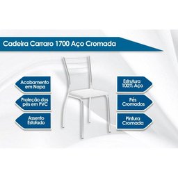 Kit 2 Cadeiras de Cozinha 1700 2 Un Branco/Courano Branco - Carraro - 2 Kit 2 Cadeiras de Cozinha 1700 2 Un Branco/Courano Branco - Carraro - 2