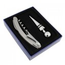 Ver imagem 5 de Kit Vinho 2 Peças Canivete Abridor Saca Rolhas Tampa Garrafa Rosca Metal Inoxidável Presente