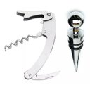 Ver imagem 2 de Kit Vinho 2 Peças Canivete Abridor Saca Rolhas Tampa Garrafa Rosca Metal Inoxidável Presente