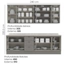 Ver imagem 3 de Cozinha Modulada 9 Pecas 240 Cm Ce856 Americana Cinza Calcare Henn