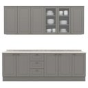 Ver imagem 1 de Cozinha Modulada 9 Pecas 240 Cm Ce856 Americana Cinza Calcare Henn