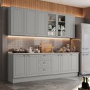 Ver imagem 2 de Cozinha Modulada 9 Pecas 240 Cm Ce856 Americana Cinza Calcare Henn