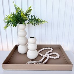 Decoração sala bandeja em MDF revestida de PU na cor cáqui - 3