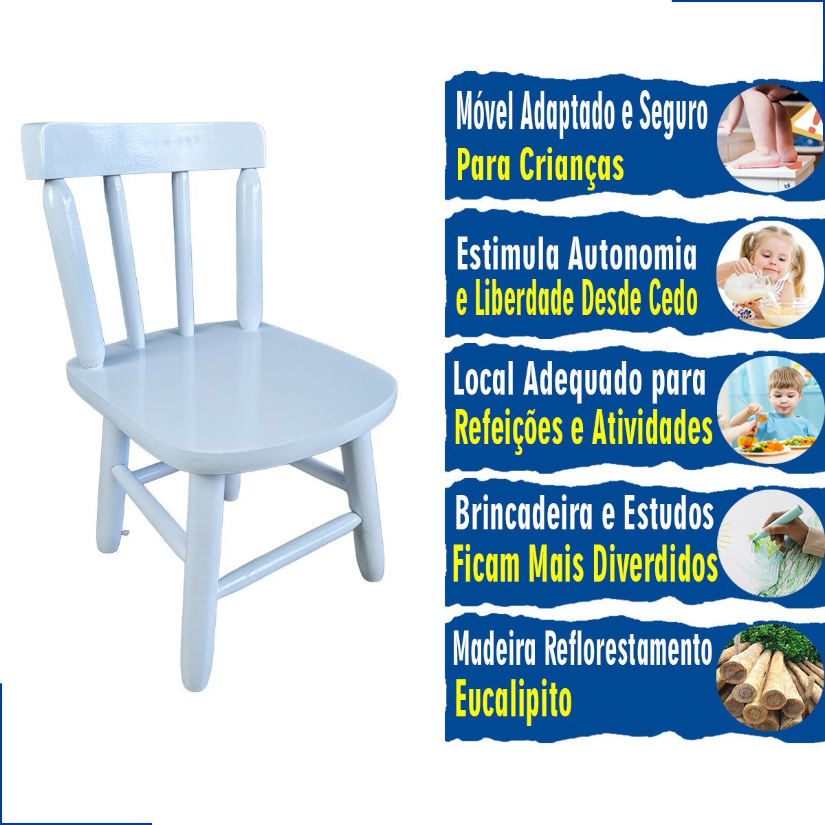 Kit Mesa Mdf Quadrada + Cadeirinhas Disa Cor:2 Cad Azul Turqueza - 3