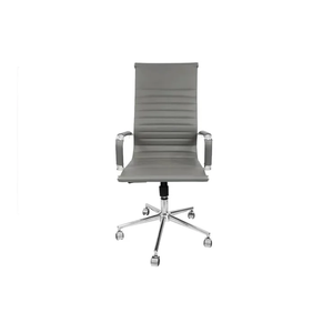 Cadeira Escritório Cinza Presidente Eames Couro 3301 Alta