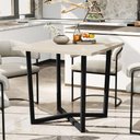 Ver imagem 1 de Mesa de Jantar Valence 4 Lugares Quadrada Mdf 80cm X 80cm Off White com Pés em Aço Preto