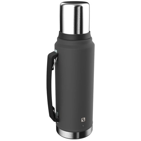 Garrafa Térmica Chimarrão Café Tererê Parede Dupla de Inox com Alça 1 Litro Everest Soprano Cinza
