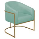 Ver imagem 3 de Poltrona Decorativa Jade Moderno Escritório Confortável Luxo Base de Ferro Dourado Suede