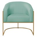 Ver imagem 2 de Poltrona Decorativa Jade Moderno Escritório Confortável Luxo Base de Ferro Dourado Suede