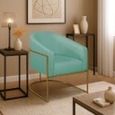 Ver imagem 1 de Poltrona Decorativa Jade Moderno Escritório Confortável Luxo Base de Ferro Dourado Suede