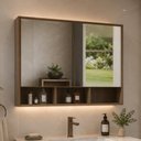 Ver imagem 2 de Espelheira para Banheiro 2 Portas com Nichos 80cm Multimóveis CR10177 Noce