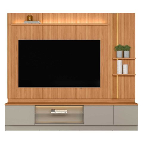 Rack Painel Sala Tv até 75" Estante Led com 1 Módulo Canela