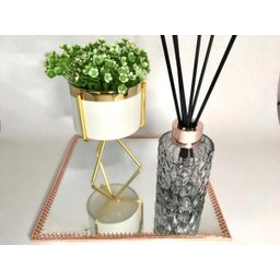 Cachepot G em Resina BrancaGold com Suporte Metal Gold e Planta Decor - 3