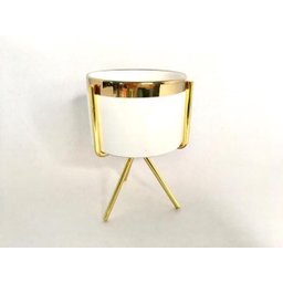 Cachepot G em Resina BrancaGold com Suporte Metal Gold e Planta Decor - 4