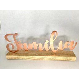 Enfeite Decorativo G FAMÍLIA metal Rosé com Base em Madeira 26,5x10x4cm - 3