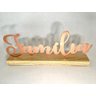 Enfeite Decorativo G FAMÍLIA metal Rosé com Base em Madeira 26,5x10x4cm - 2