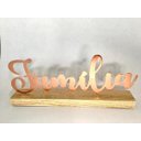 Ver imagem 3 de Enfeite Decorativo G Família Metal Rosé com Base em Madeira 26,5x10x4cm