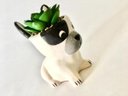 Ver imagem 3 de Enfeite Decorativo Cachepot Cerâmica Cachorro com Planta 11x10,5x7cm