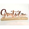 Enfeite Decorativo G GRATIDÃO metal Rosé com Base em Madeira 26,5x10x4cm - 1