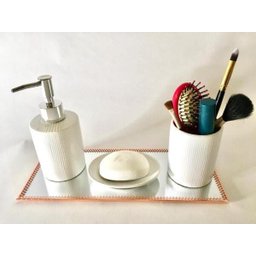 Kit Banheiro com Porta Sabonete Líquido, Saboneteira e Porta Escovas - 3