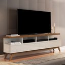 Ver imagem 1 de Rack para TV Até 60 Polegadas Vivare Wood 2 Gavetas Off White/Freijo - Giga Móveis