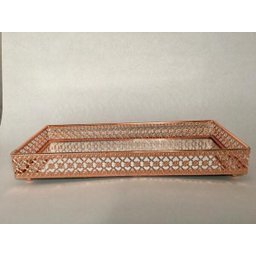 Bandeja Retangular Espelhada Rosé com Detalhes Vazados 26x11x3,5cm - 2