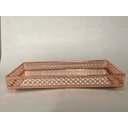 Ver imagem 2 de Bandeja Retangular Espelhada Rosé com Detalhes Vazados 26x11x3,5cm