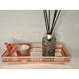 Bandeja Retangular Espelhada Rosé com Detalhes Vazados 26x11x3,5cm - 4