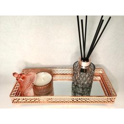 Bandeja Retangular Espelhada Rosé com Detalhes Vazados 26x11x3,5cm - 3
