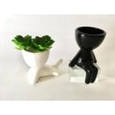 Ver imagem 3 de Vaso Cerâmica Preta Estilo Sentado e Vaso Cerâmica Branco Estilo Deitado com Planta Decor