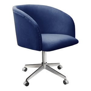 Cadeira Para Escritório E Home Office Atenas Base Giratória Rodizio - Suede Azul Marinho
