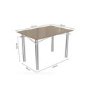 Ver imagem 4 de Conjunto: Mesa Sala Jantar Elba Tampo Madeirado c/ Vidro 120cm e 6 Cadeiras Portugal Cromada/Freijo