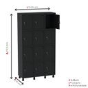Ver imagem 3 de Roupeiro 100% MDF em Aço Mt 3V 12 Portas com 2 Chaves Preto