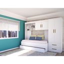 Ver imagem 1 de Quarto Modulado Encanto com Guarda-roupa 2 Portas, Módulo Aéreo e Cama com Auxiliar - Móveis Leartam