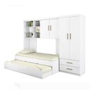 Ver imagem 3 de Quarto Modulado Encanto com Guarda-roupa 2 Portas, Módulo Aéreo e Cama com Auxiliar - Móveis Leartam