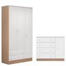 Jogo Infantil com Roupeiro 3 Portas e Cômoda Sapateira Branco Carvalho Móveis Leartam - 1