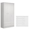 Guarda-Roupa 2617 e Cômoda Infantil 2561 Doce Sonho Branco Brilho - Qmovi - 1
