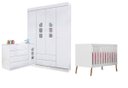 Ver imagem 1 de Jogo de Quarto Infantil Completo Com Berço Cômoda e Roupeiro 4 Portas - Móveis Leartam