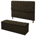 Ver imagem 1 de Kit Cabeceira Maria+ Calçadeira Itália Queen 160 CM Suede Marrom - D A Decor