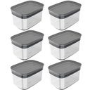 Ver imagem 1 de Kit 6 Potes Herméticos Retangulares Pequenos com Tampa 650ml Porta Mantimentos Cozinha Chumbo