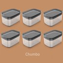 Ver imagem 5 de Kit 6 Potes Herméticos Retangulares Pequenos com Tampa 650ml Porta Mantimentos Cozinha Chumbo