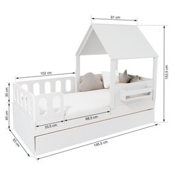 Bicama Casinha com Telhado e Grades Anatômica Branco Megamobilia - 4
