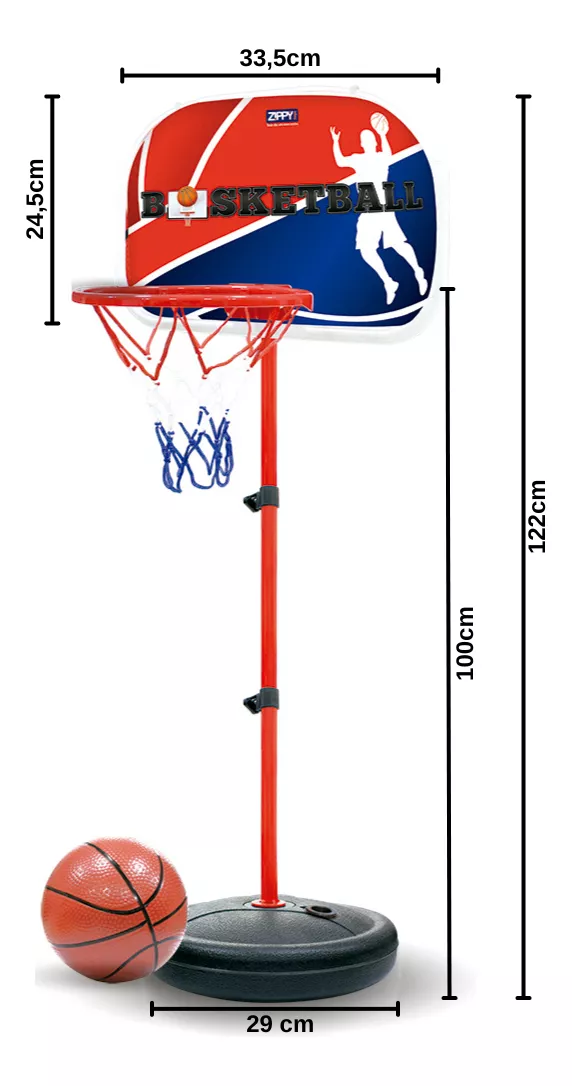 Basquete Infantil Pedestal Ajustavel 170cm Zippy Toys Basketball 2 Em 1 Com Bola - 6