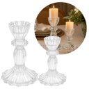 Ver imagem 2 de Jogo 2 Castiçal de Vidro Transparente Porta Velas Luxo Flor Star Tipo Cristal 16cm e 11cm - Tuut