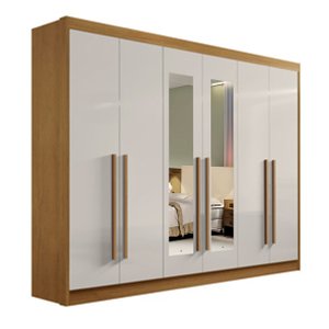 Guarda-Roupa Casal 6 portas New Athos com Espelho D'Doro Móveis - Cinamomo Off D'Doro Móveis