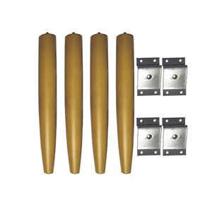 Kit com 4 Pés Palito Castanho 35cm + 4 Chapinhas